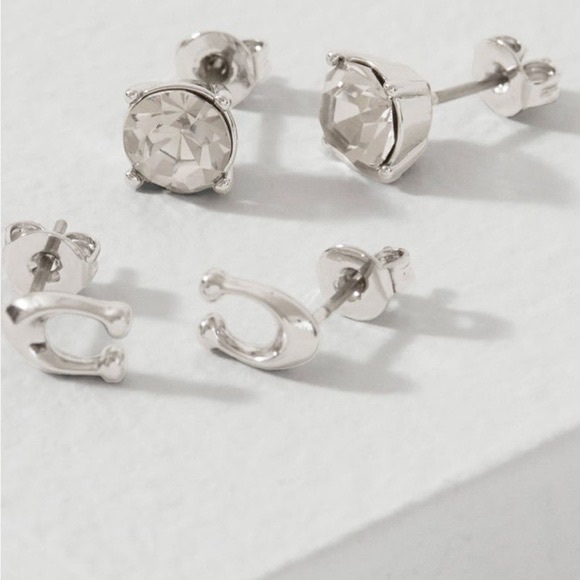 COACH SIGNATURE & STONE 💎 STUD EARRINGS SET. New - Picture 3 of 5